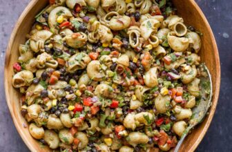 Southwestern Pasta Salad with Black Bean Dressing